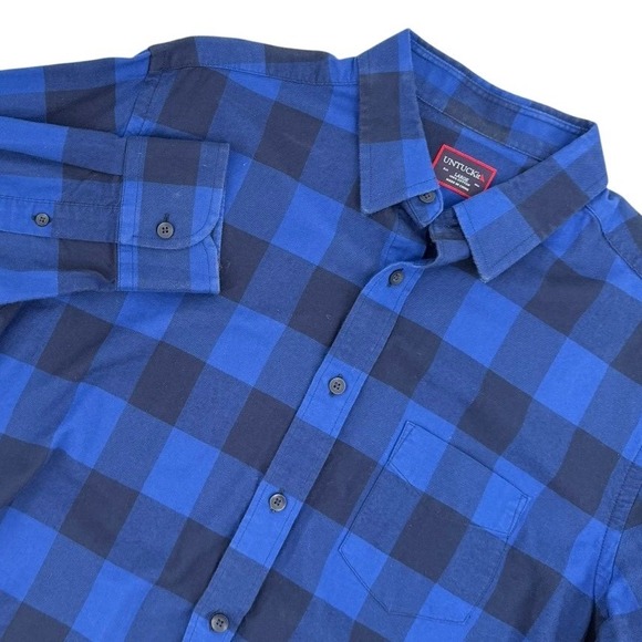UNTUCKit Other - UNTUCKit Mens Large Buffalo Plaid Flannel Button Down Shirt Long Sleeve Blue